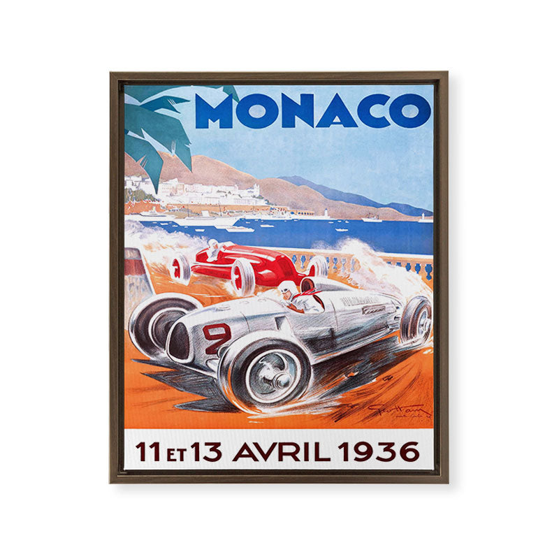 1936 Monaco Grand Prix Race Poster  Framed Canvas Print