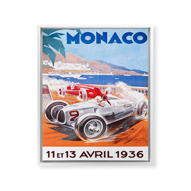 1936 Monaco Grand Prix Race Poster  Framed Canvas Print
