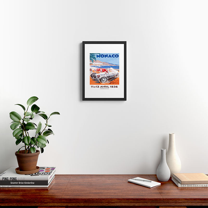 1936 Monaco Grand Prix Race Poster  Framed Art Print