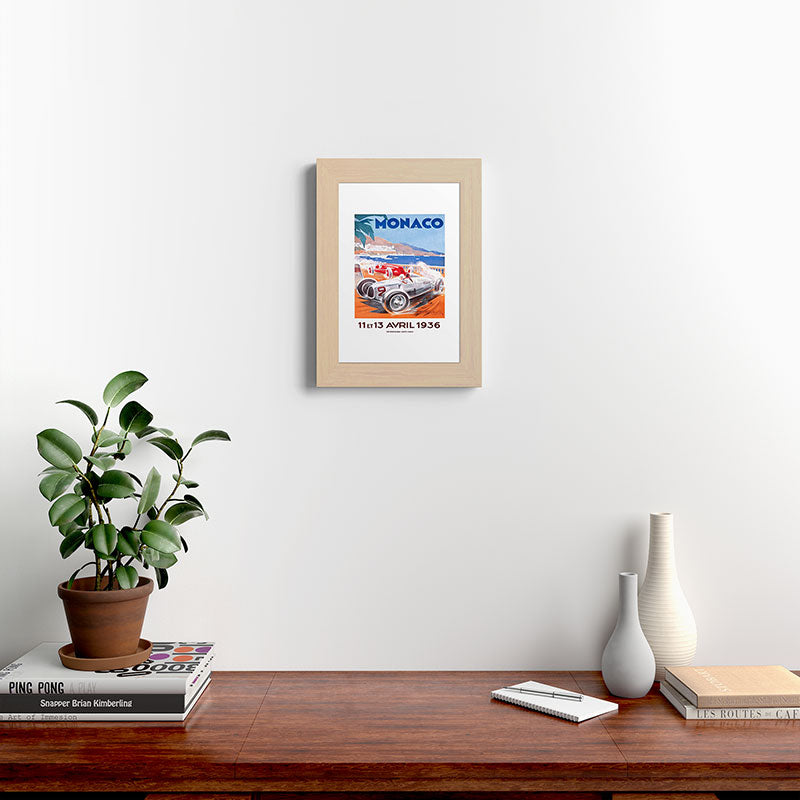 1936 Monaco Grand Prix Race Poster  Framed Art Print