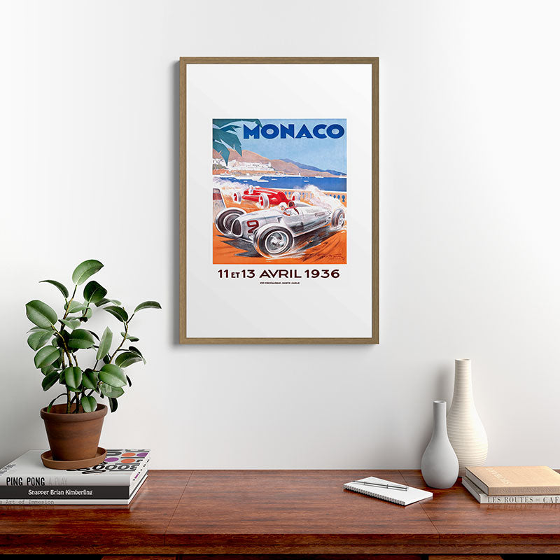 1936 Monaco Grand Prix Race Poster  Framed Art Print