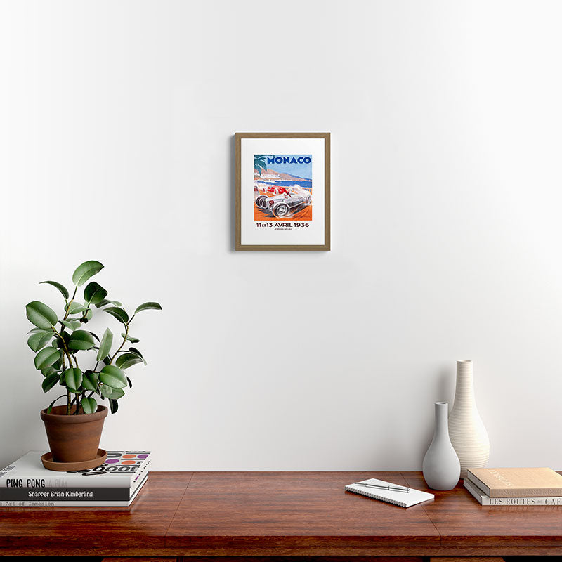 1936 Monaco Grand Prix Race Poster  Framed Art Print
