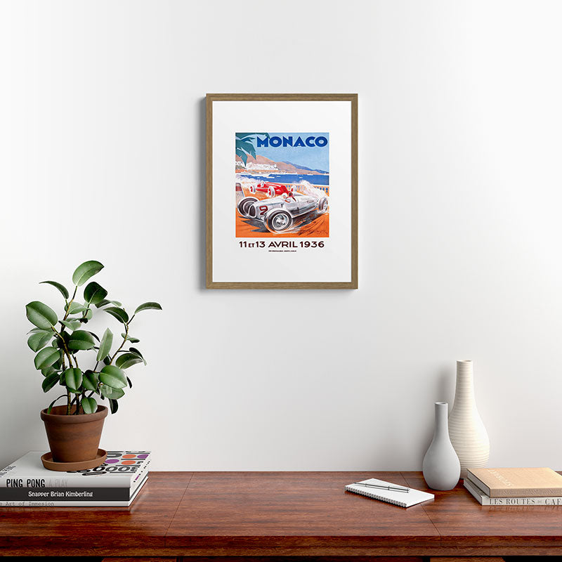 1936 Monaco Grand Prix Race Poster  Framed Art Print