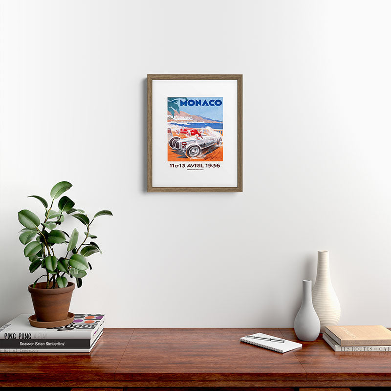 1936 Monaco Grand Prix Race Poster  Framed Art Print