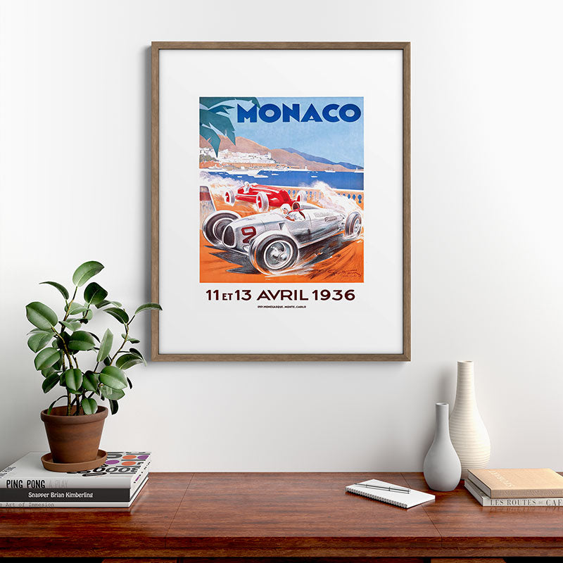 1936 Monaco Grand Prix Race Poster  Framed Art Print