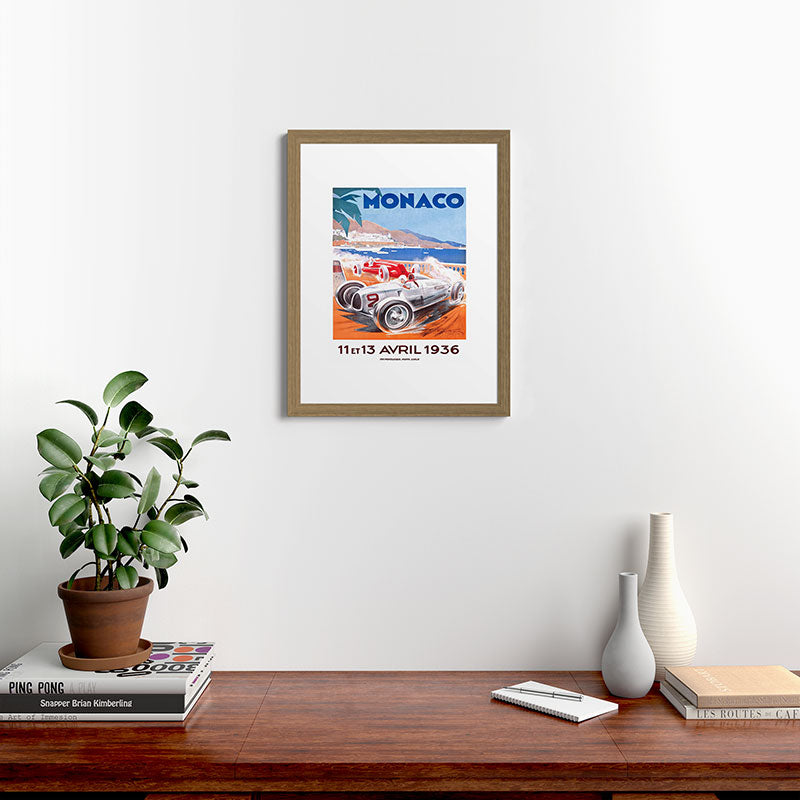 1936 Monaco Grand Prix Race Poster  Framed Art Print