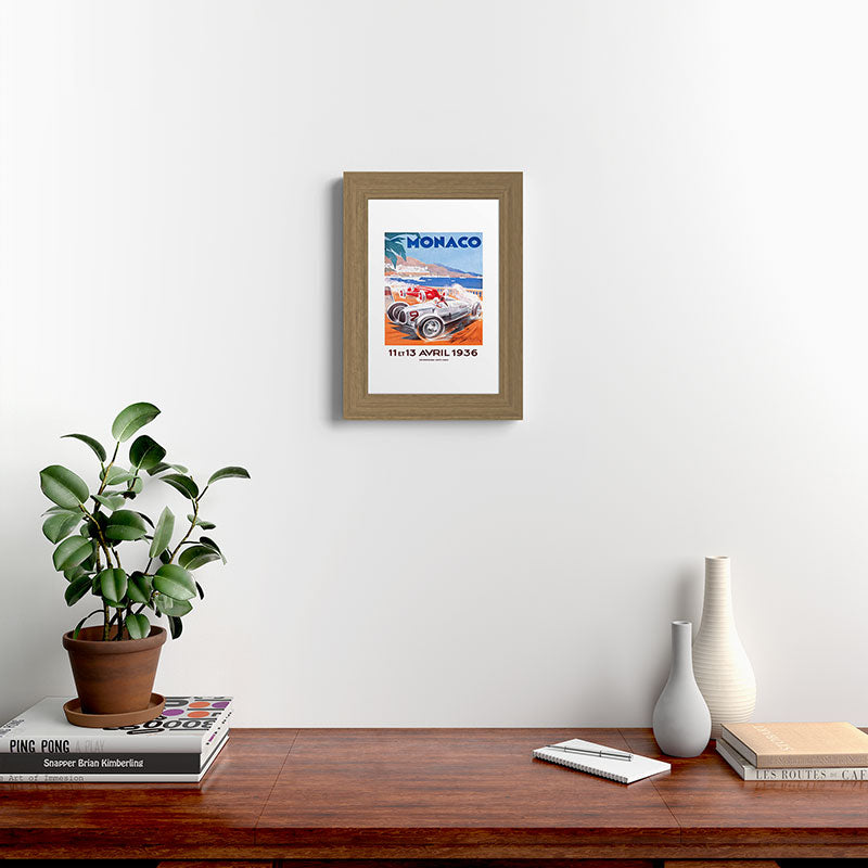 1936 Monaco Grand Prix Race Poster  Framed Art Print