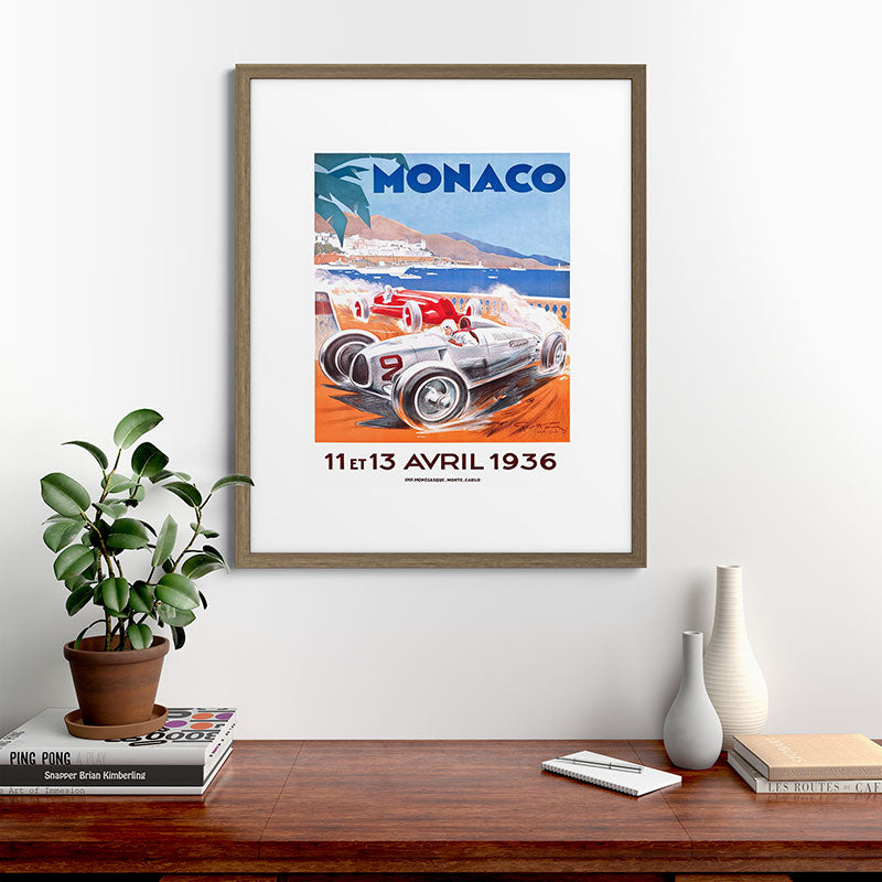1936 Monaco Grand Prix Race Poster  Framed Art Print