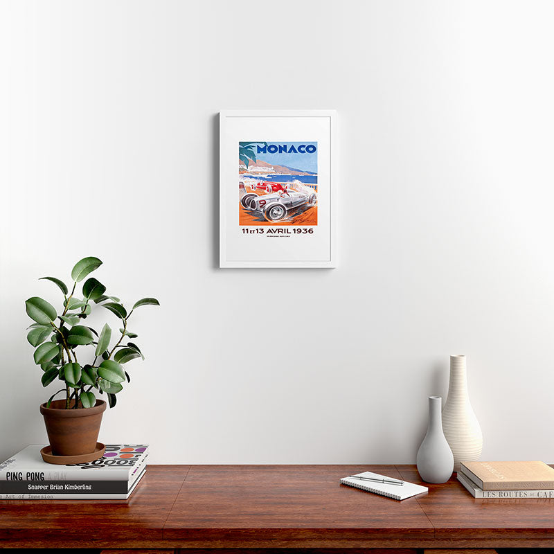 1936 Monaco Grand Prix Race Poster  Framed Art Print