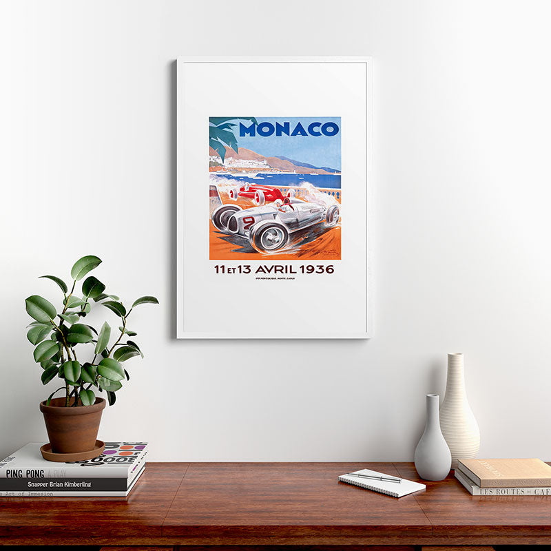 1936 Monaco Grand Prix Race Poster  Framed Art Print