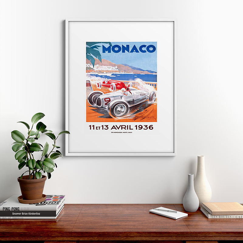 1936 Monaco Grand Prix Race Poster  Framed Art Print
