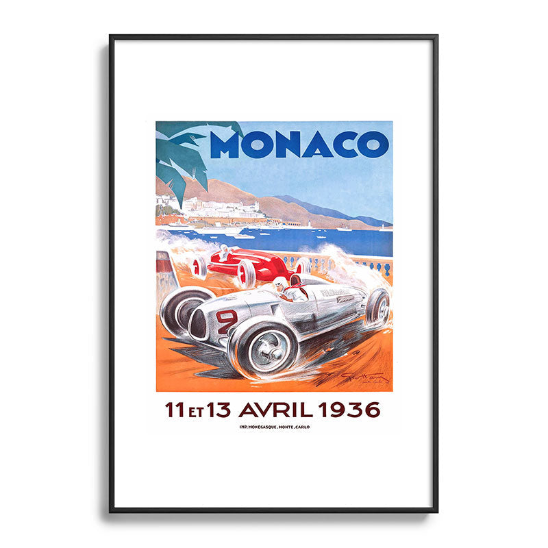 1936 Monaco Grand Prix Race Poster  Framed Art Print
