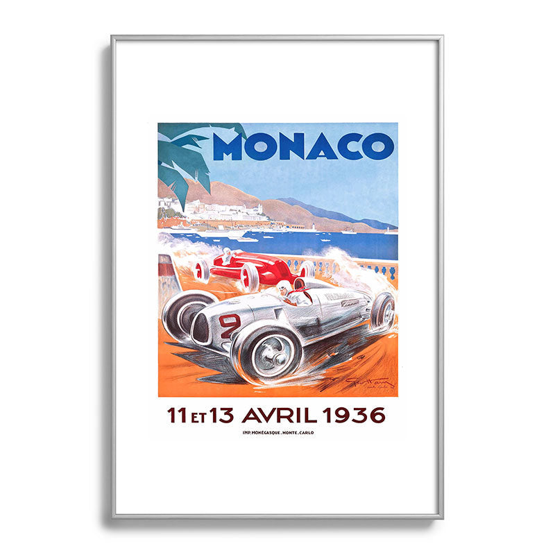 1936 Monaco Grand Prix Race Poster  Framed Art Print