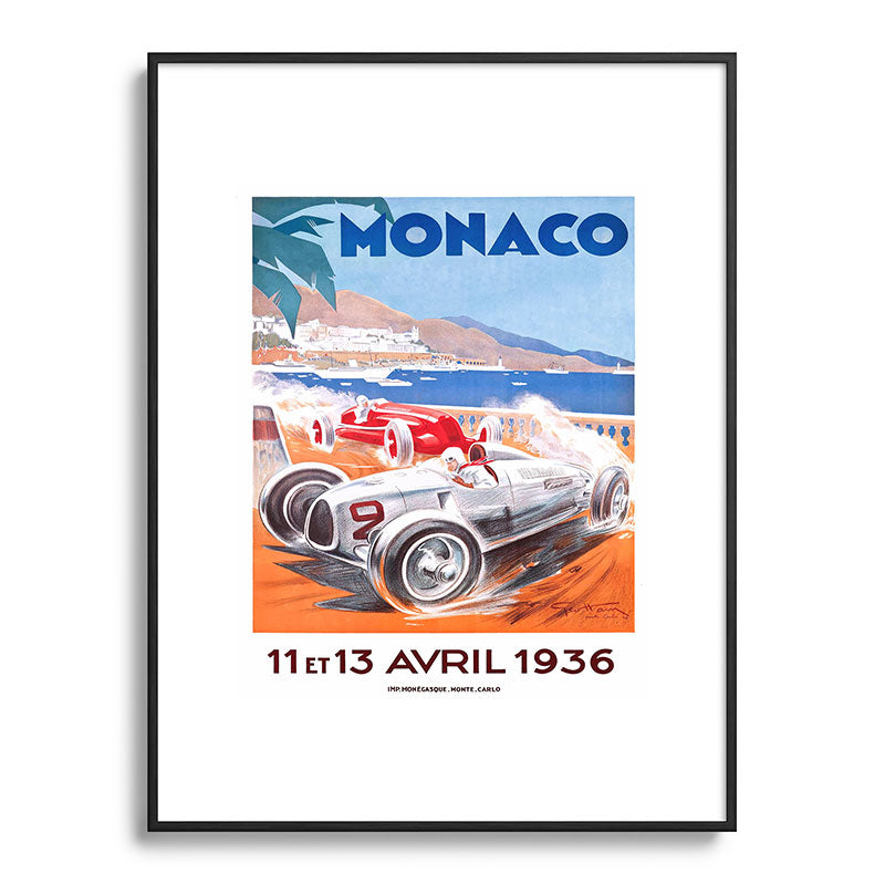 1936 Monaco Grand Prix Race Poster  Framed Art Print