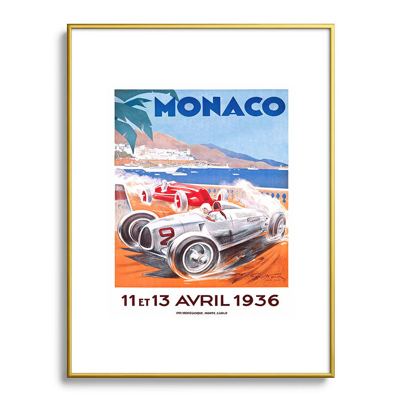 1936 Monaco Grand Prix Race Poster  Framed Art Print