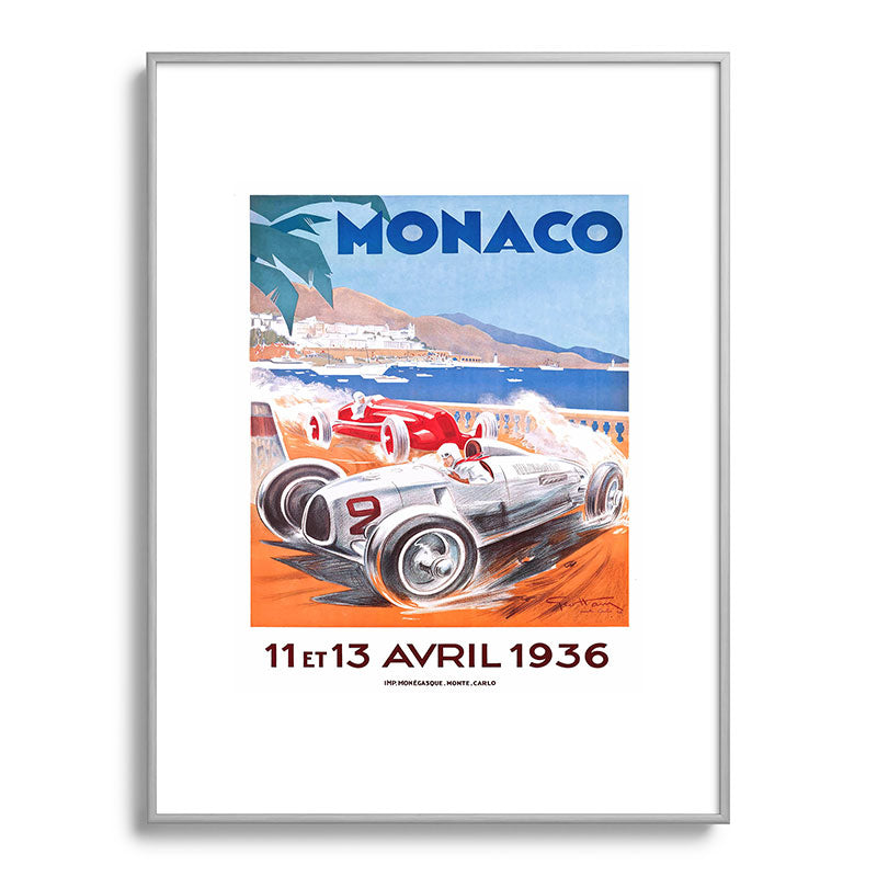 1936 Monaco Grand Prix Race Poster  Framed Art Print