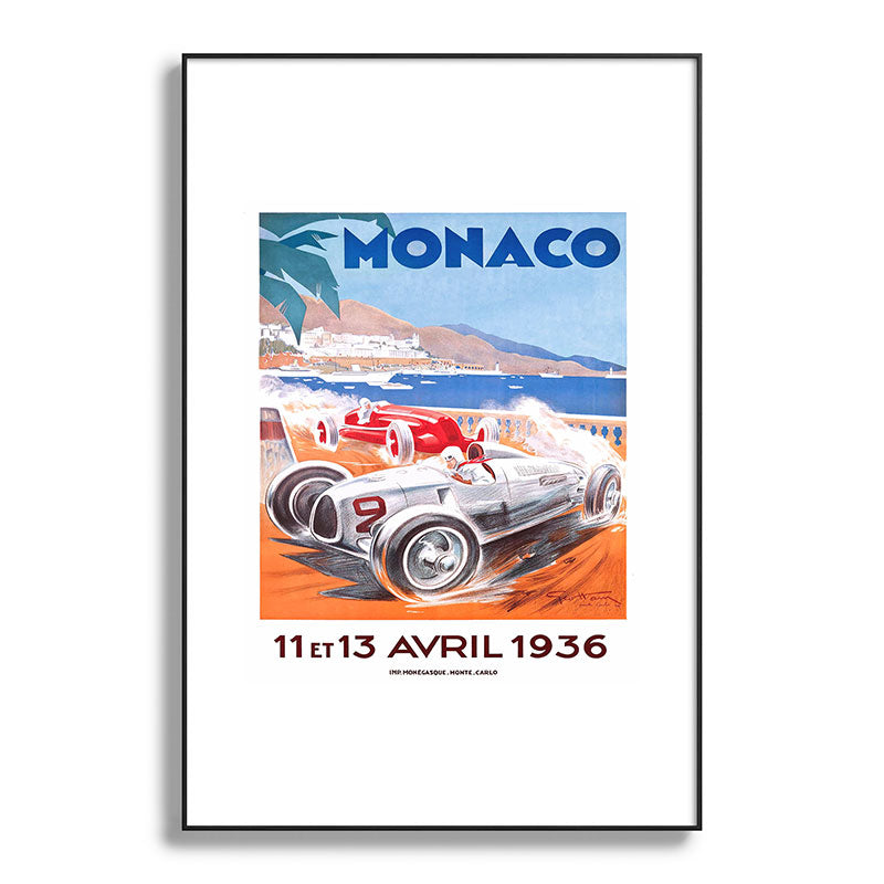 1936 Monaco Grand Prix Race Poster  Framed Art Print