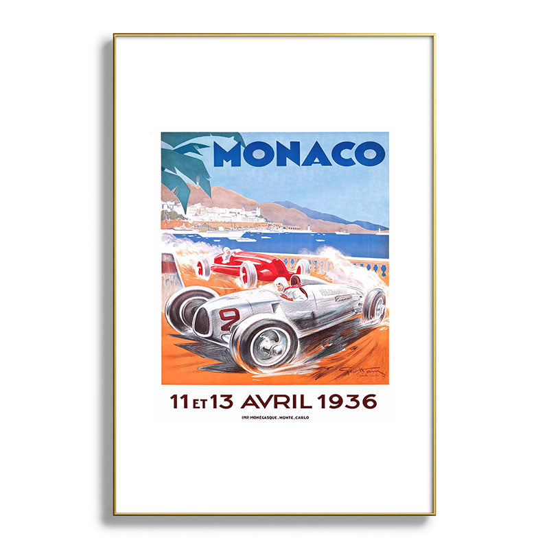 1936 Monaco Grand Prix Race Poster  Framed Art Print