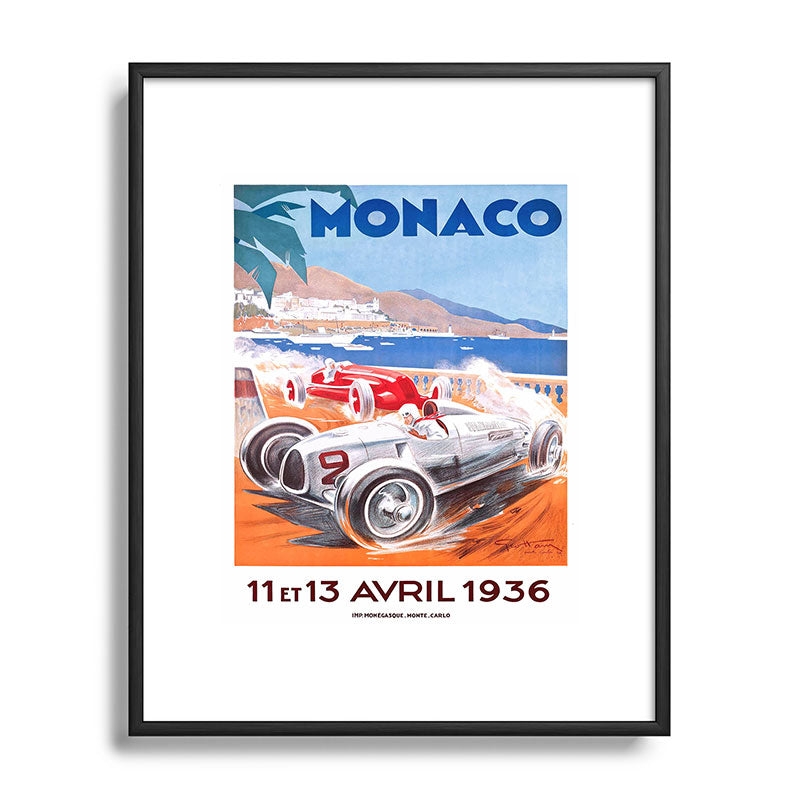 1936 Monaco Grand Prix Race Poster  Framed Art Print