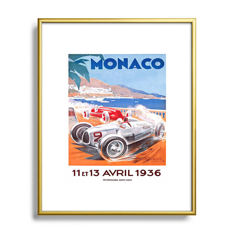 1936 Monaco Grand Prix Race Poster  Framed Art Print