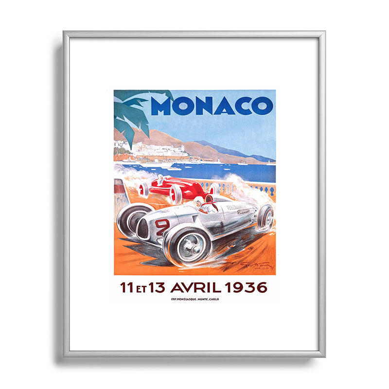1936 Monaco Grand Prix Race Poster  Framed Art Print