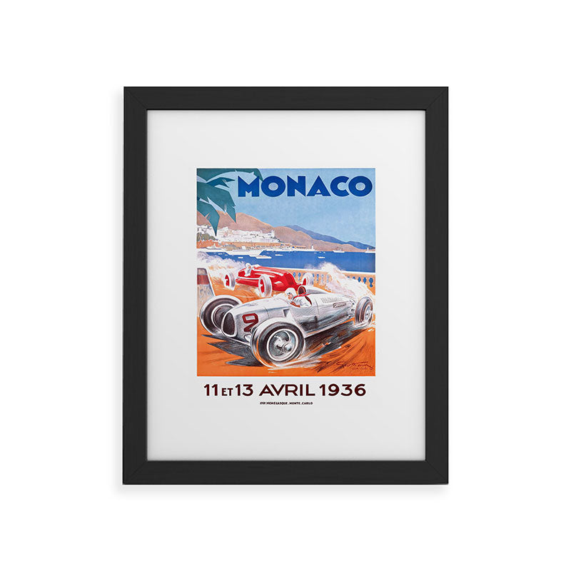 1936 Monaco Grand Prix Race Poster  Framed Art Print