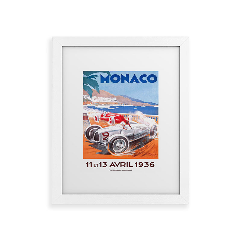 1936 Monaco Grand Prix Race Poster  Framed Art Print