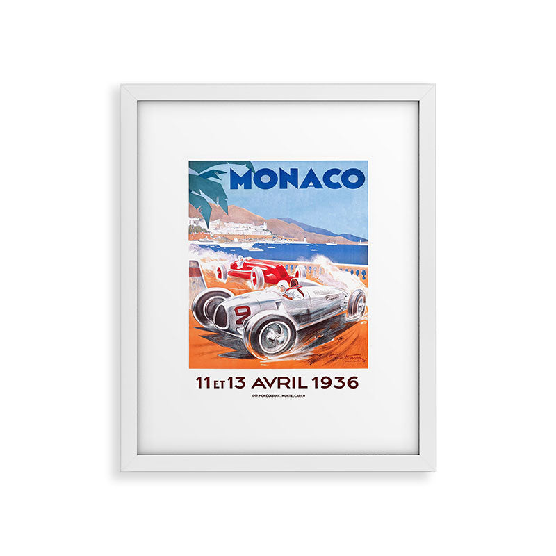 1936 Monaco Grand Prix Race Poster  Framed Art Print