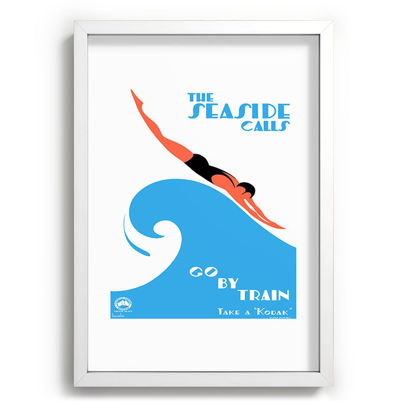 1938 AUSTRALIA The Seaside Calls Train Travel Poster Framed Art Print