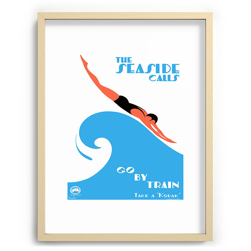 1938 AUSTRALIA The Seaside Calls Train Travel Poster Framed Art Print