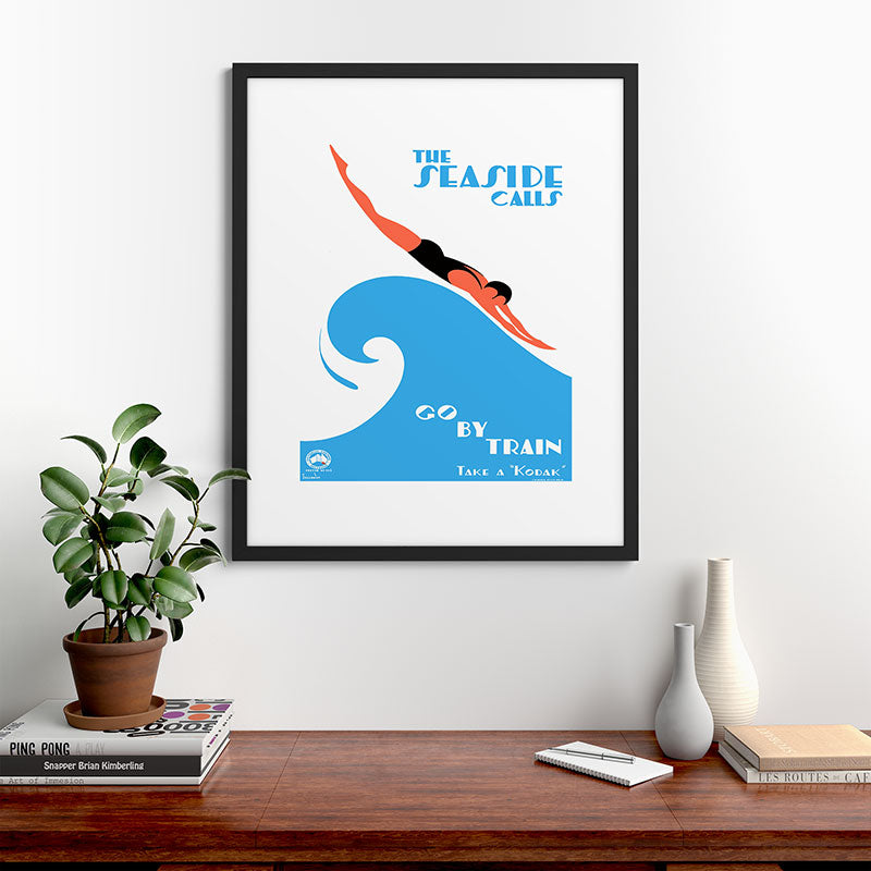 1938 AUSTRALIA The Seaside Calls Train Travel Poster Framed Art Print