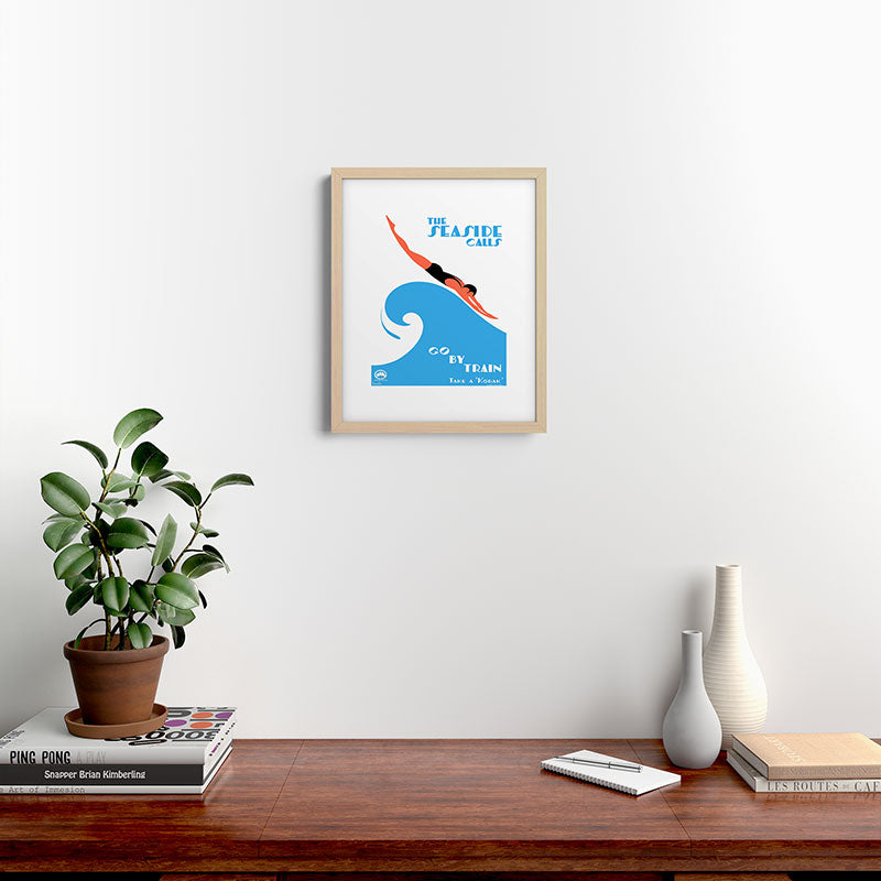 1938 AUSTRALIA The Seaside Calls Train Travel Poster Framed Art Print