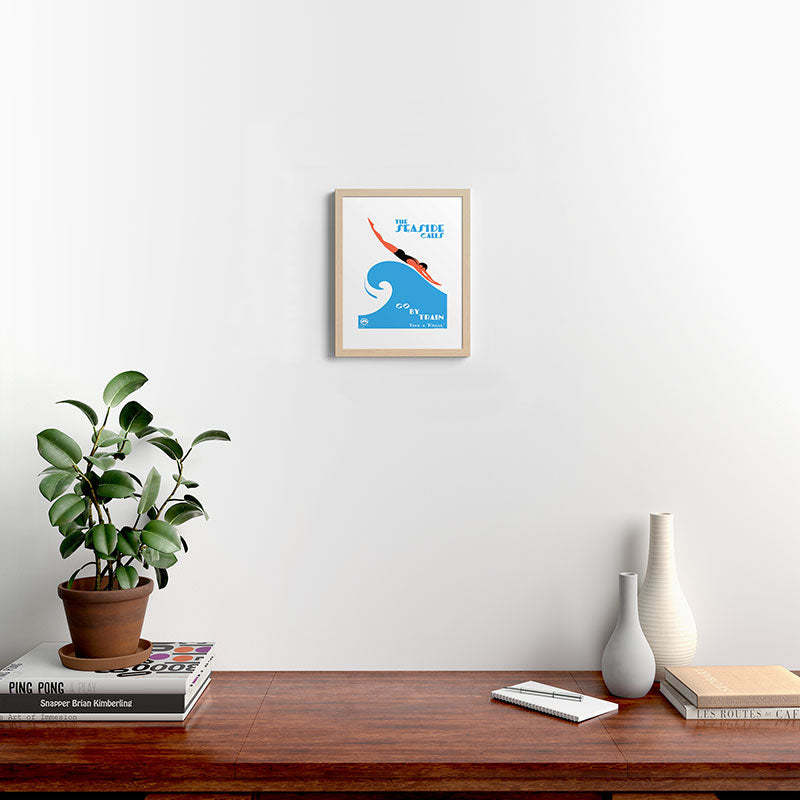 1938 AUSTRALIA The Seaside Calls Train Travel Poster Framed Art Print