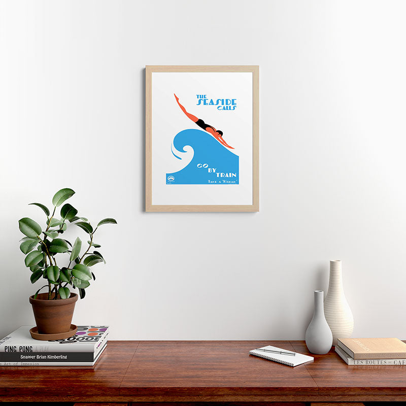 1938 AUSTRALIA The Seaside Calls Train Travel Poster Framed Art Print