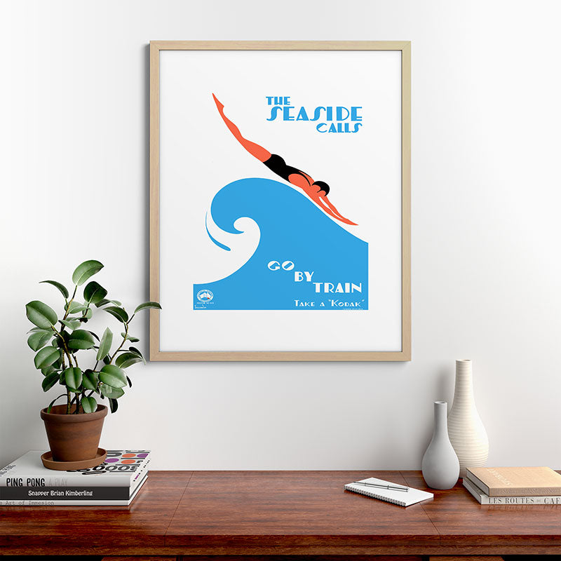 1938 AUSTRALIA The Seaside Calls Train Travel Poster Framed Art Print