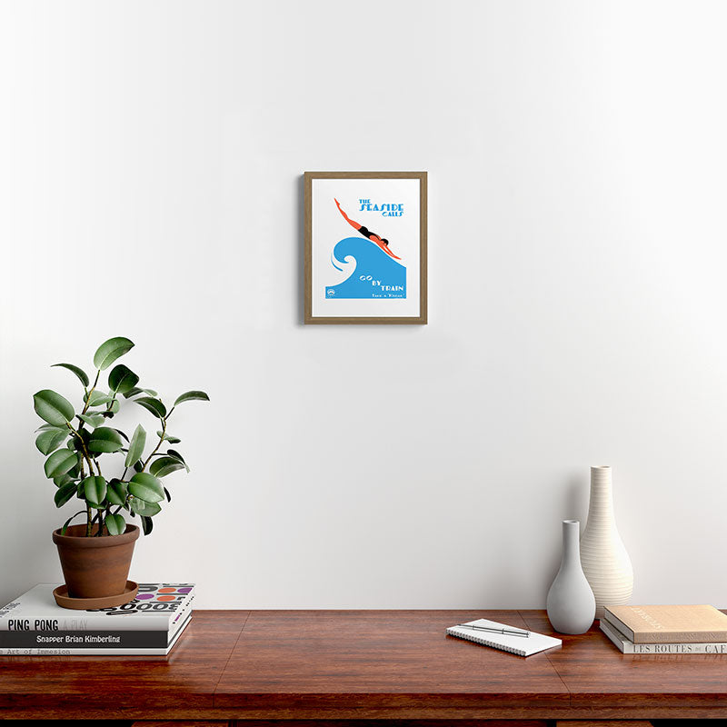 1938 AUSTRALIA The Seaside Calls Train Travel Poster Framed Art Print