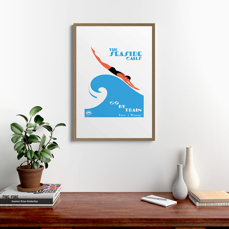 1938 AUSTRALIA The Seaside Calls Train Travel Poster Framed Art Print