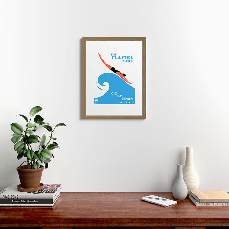1938 AUSTRALIA The Seaside Calls Train Travel Poster Framed Art Print