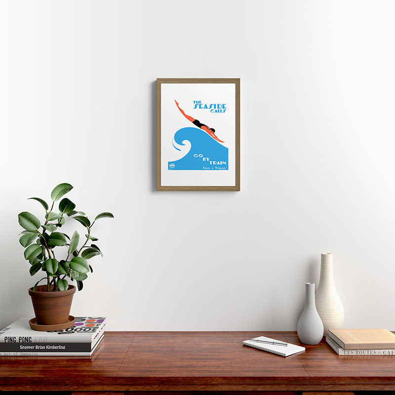 1938 AUSTRALIA The Seaside Calls Train Travel Poster Framed Art Print