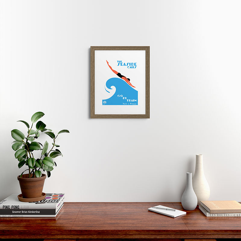 1938 AUSTRALIA The Seaside Calls Train Travel Poster Framed Art Print