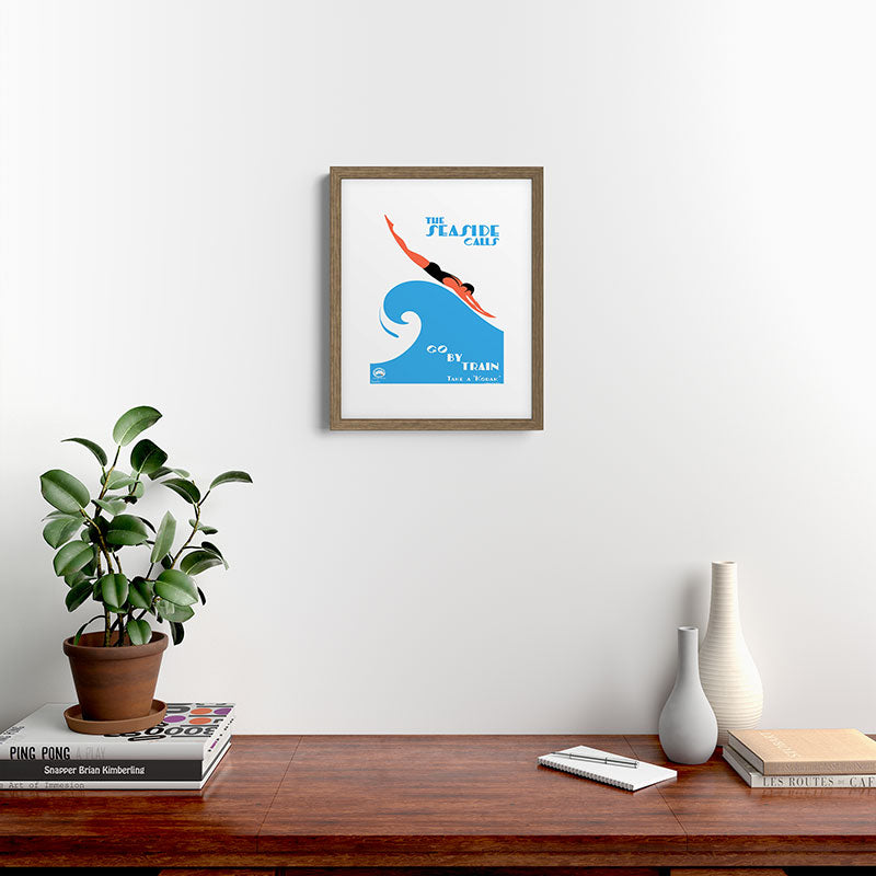 1938 AUSTRALIA The Seaside Calls Train Travel Poster Framed Art Print
