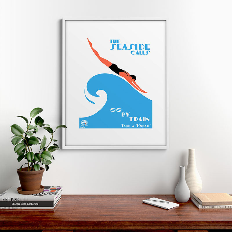 1938 AUSTRALIA The Seaside Calls Train Travel Poster Framed Art Print