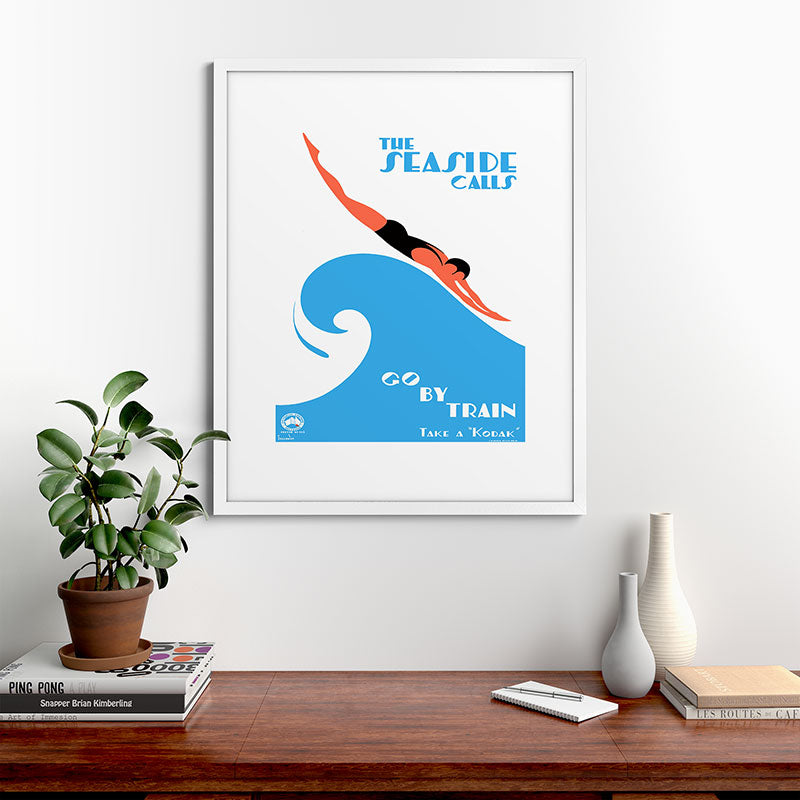 1938 AUSTRALIA The Seaside Calls Train Travel Poster Framed Art Print