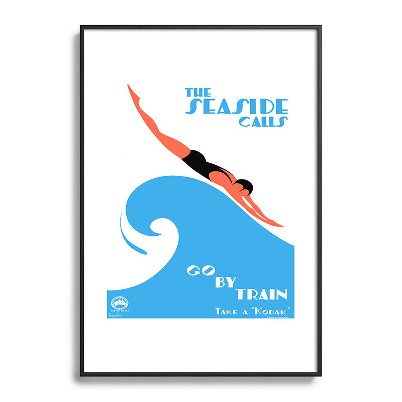 1938 AUSTRALIA The Seaside Calls Train Travel Poster Framed Art Print