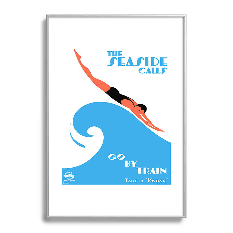 1938 AUSTRALIA The Seaside Calls Train Travel Poster Framed Art Print