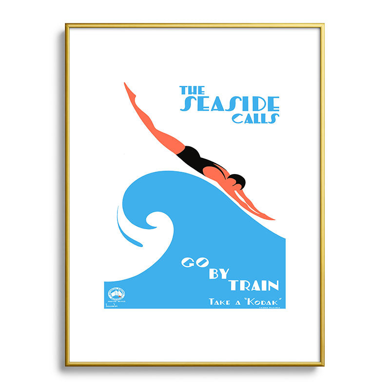 1938 AUSTRALIA The Seaside Calls Train Travel Poster Framed Art Print