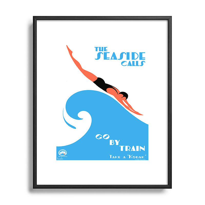 1938 AUSTRALIA The Seaside Calls Train Travel Poster Framed Art Print