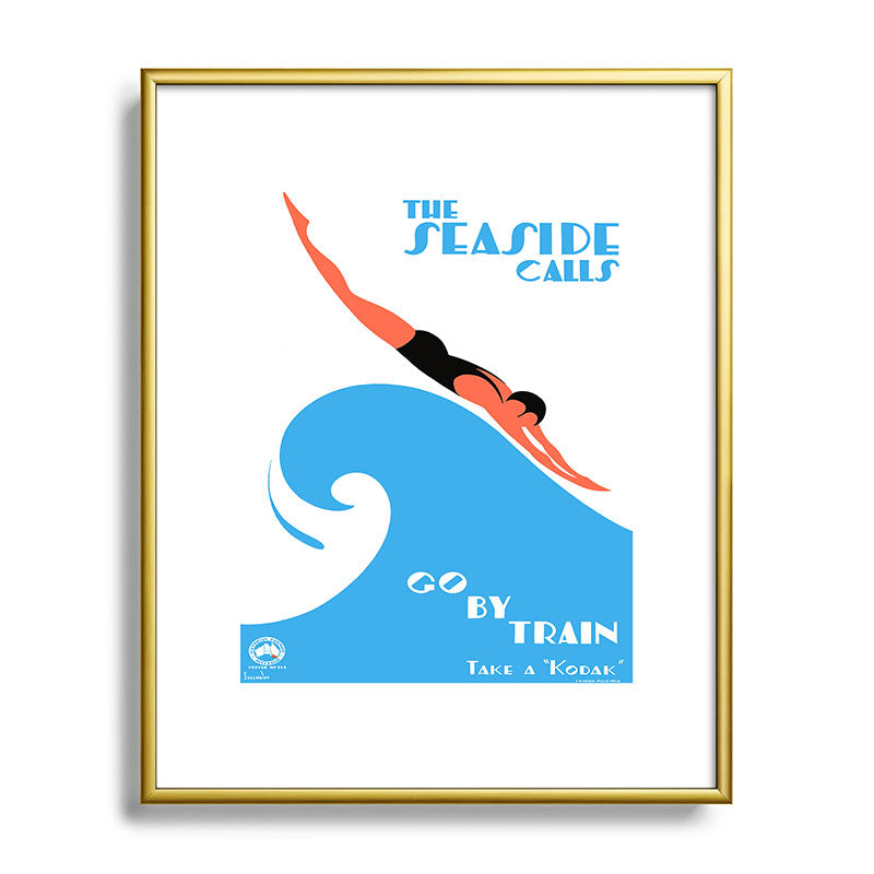 1938 AUSTRALIA The Seaside Calls Train Travel Poster Framed Art Print