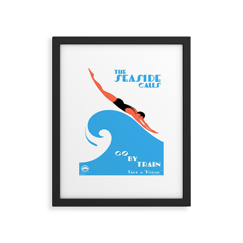1938 AUSTRALIA The Seaside Calls Train Travel Poster Framed Art Print