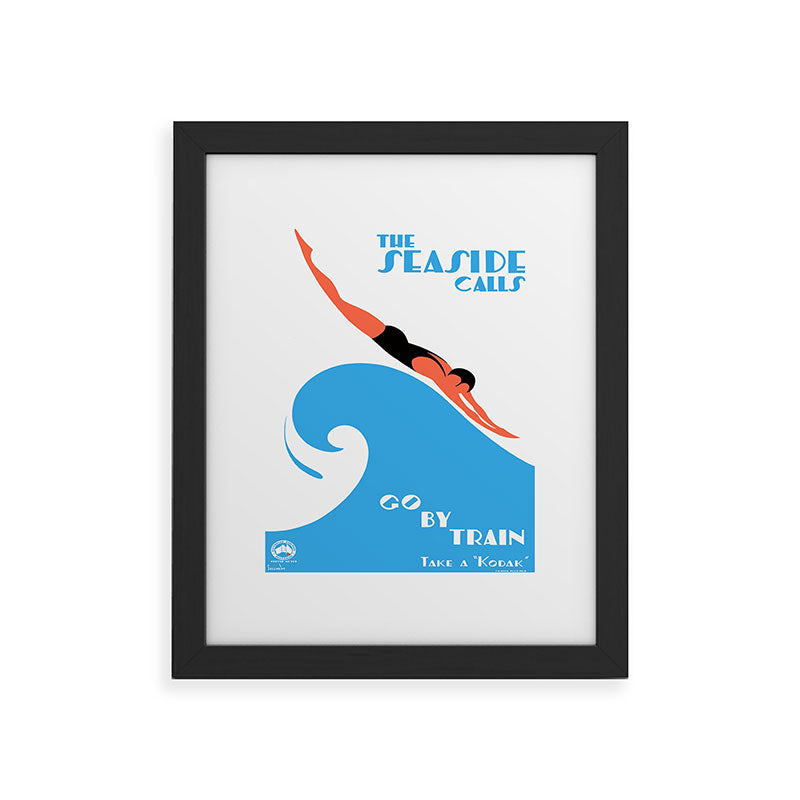 1938 AUSTRALIA The Seaside Calls Train Travel Poster Framed Art Print